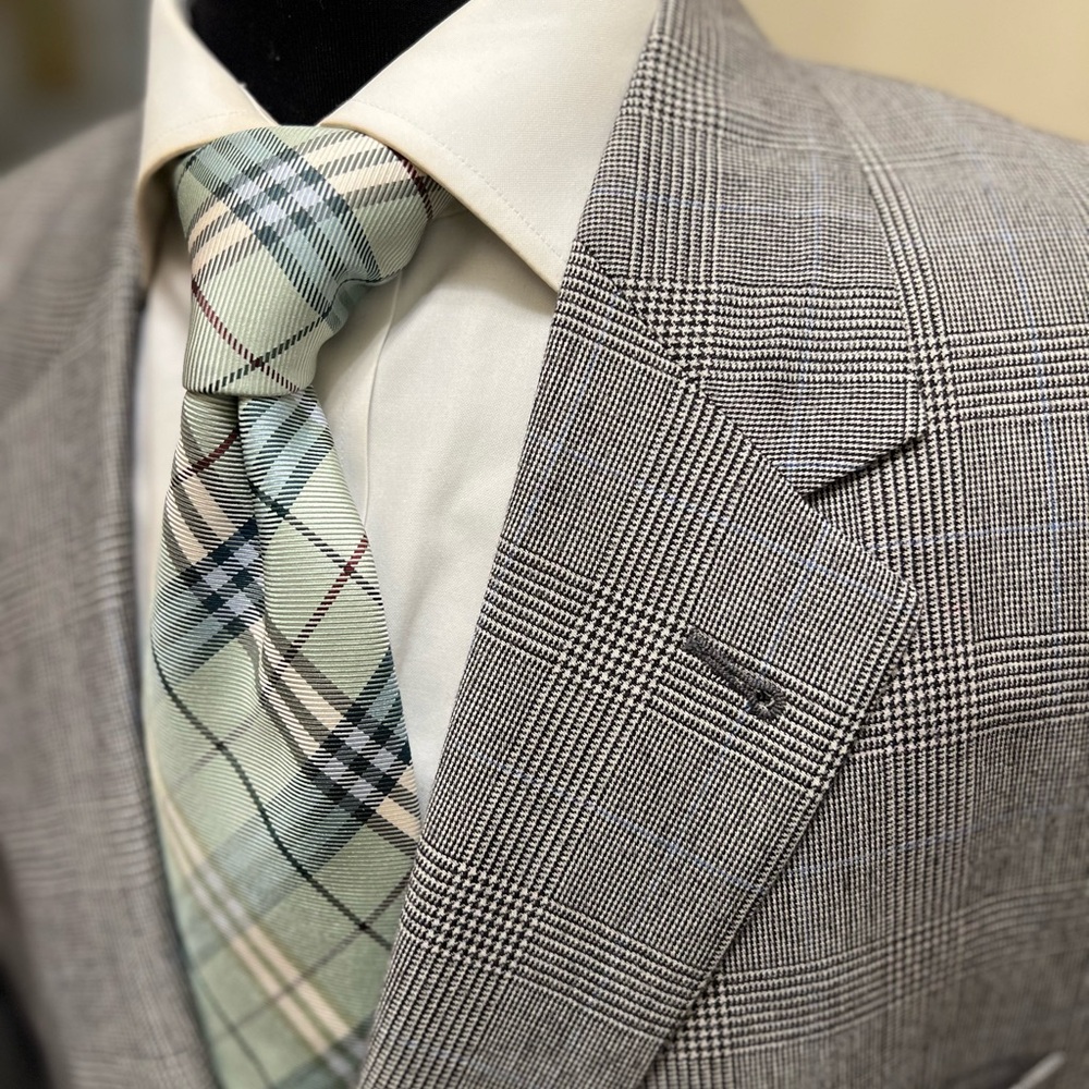 Jos A Bank Signature Collection Sport Coat Blazer Glen Plaid Gray Men 46R